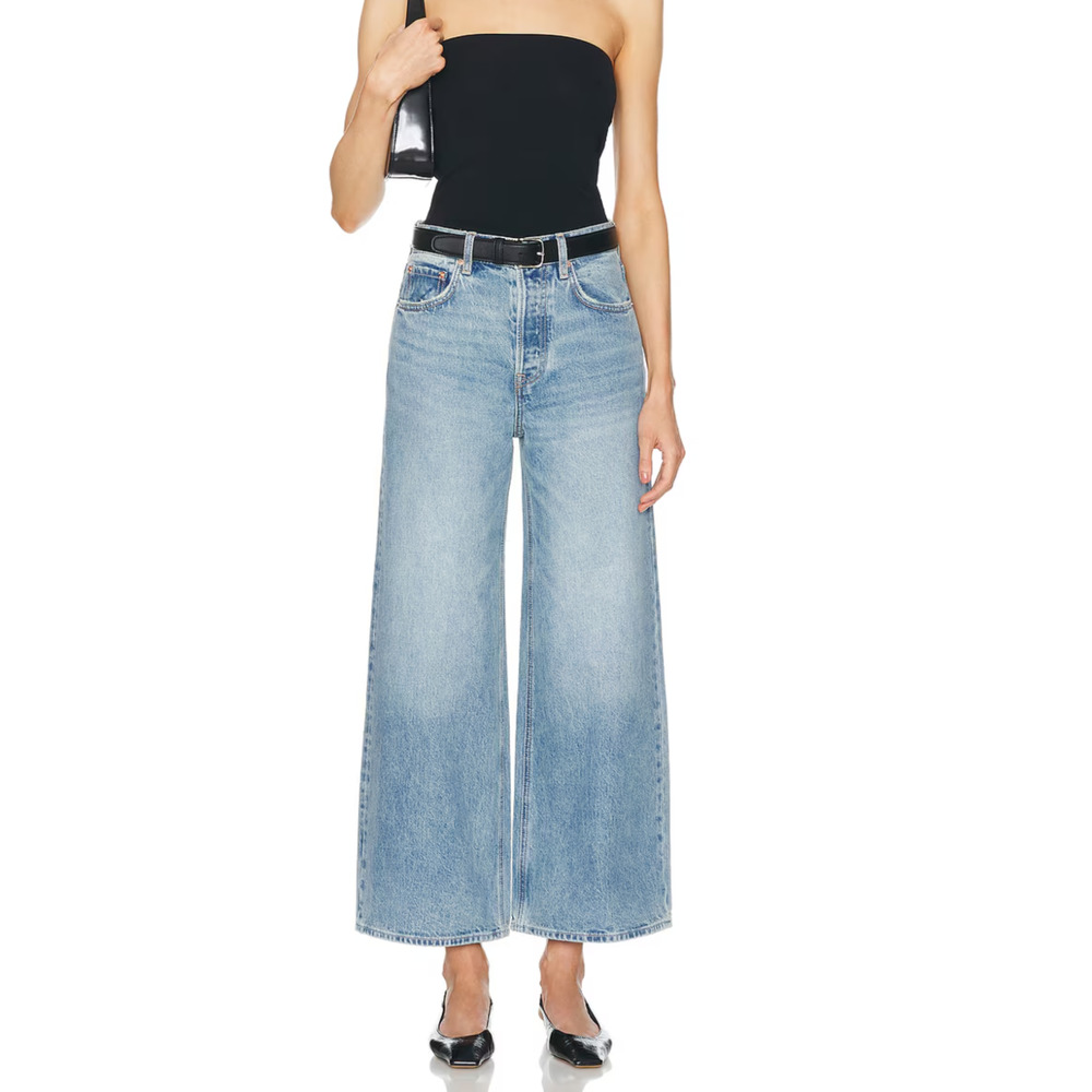 GRLFRND Women's Norah High Rise Crop Wide Leg Denim Jeans Memphis Blue sz 27